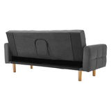 Darrahopens Furniture > Sofas Sarantino 3-Seater Fabric Sofa Bed Futon - Dark Grey