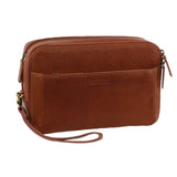 Darrahopens Gift & Novelty > Bags Pierre Cardin Mens Leather Toiletry Bag Travel Organizer Wash Case - Tan