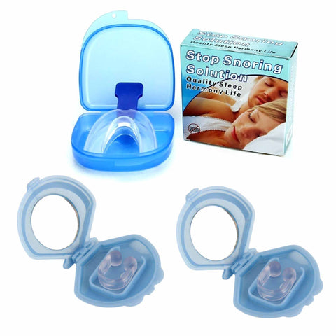 Darrahopens Health & Beauty 2x Mouthguard Mouthpiece + 2x Nose Clip Anti Snoring Aid Sleep Breathing Device