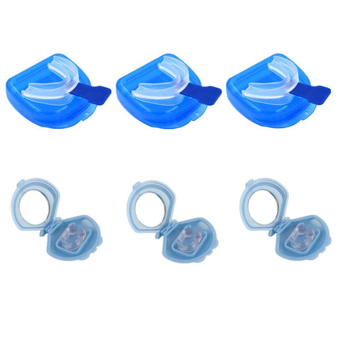 Darrahopens Health & Beauty 3x Mouthguard Mouthpiece + 3x Nose Clip Anti Snoring Aid Sleep Breathing Device