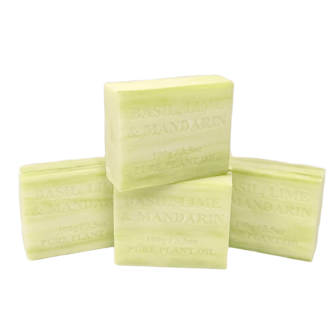 Darrahopens Health & Beauty > Bath & Body 4x 100g Plant Oil Soap Basil Lime Mandarin Scent Pure Natural Vegetable Base Bar