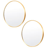 Darrahopens Health & Beauty > Makeup Mirrors 2 Set La Bella Gold Wall Mirror Round Aluminum Frame Makeup Decor Bathroom Vanity 80cm