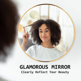 Darrahopens Health & Beauty > Makeup Mirrors 2 Set La Bella Gold Wall Mirror Round Aluminum Frame Makeup Decor Bathroom Vanity 80cm