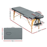 Darrahopens Health & Beauty > Massage Zenses Massage Table 56CM Width 2Fold Portable Wooden Therapy Beauty Bed Grey