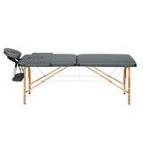 Darrahopens Health & Beauty > Massage Zenses Massage Table 56CM Width 2Fold Portable Wooden Therapy Beauty Bed Grey