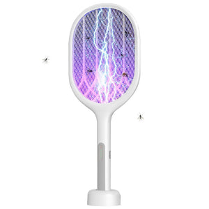 Darrahopens Health & Beauty > Personal Care LIFEBEA Electric Fly Swatter Racket, Mosiller 2 in 1 Smart Bug Zapper with USB Rechargeable Base, 2000 mah,Powerful Mosquitoes Trap Lamp