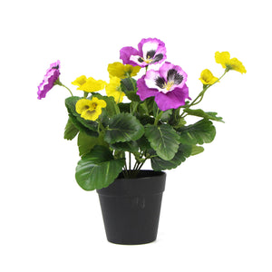 darrahopens Home & Garden > Artificial Plants Mixed Pink And Yellow Flowering Potted Artificial Pansy Plants 25cm