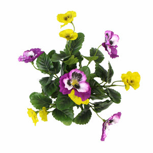 darrahopens Home & Garden > Artificial Plants Mixed Pink And Yellow Flowering Potted Artificial Pansy Plants 25cm