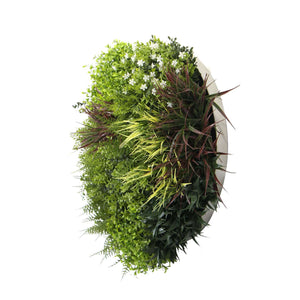 darrahopens Home & Garden > Artificial Plants Slimline Artificial Green Wall Disc Art 80cm Green Field UV Resistant (White)