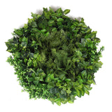 darrahopens Home & Garden > Artificial Plants Slimline Artificial Green Wall Disc Art 80cm Mixed Green Fern & Ivy (White)