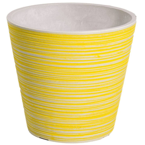 darrahopens Home & Garden > Artificial Plants Yellow and White Engraved Pot 17cm