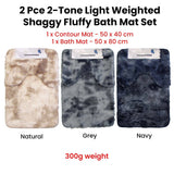 Darrahopens Home & Garden > Bathroom Accessories 2 Pce 2-Toned Extra Light Weighted Shaggy Fluffy Bath Mat Set Navy