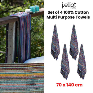Darrahopens Home & Garden > Bathroom Accessories J Elliot Home Set of 4 100% Cotton Multi Purpose Towels 70 x 140 cm
