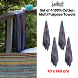 Darrahopens Home & Garden > Bathroom Accessories J Elliot Home Set of 4 100% Cotton Multi Purpose Towels 70 x 140 cm