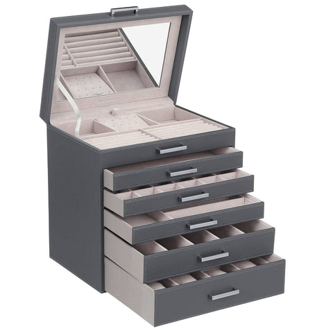 Darrahopens Home & Garden > Bathroom Accessories Jewellery Grey Box, 6 Layers,  5 Drawers