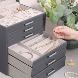 Darrahopens Home & Garden > Bathroom Accessories Jewellery Grey Box, 6 Layers,  5 Drawers