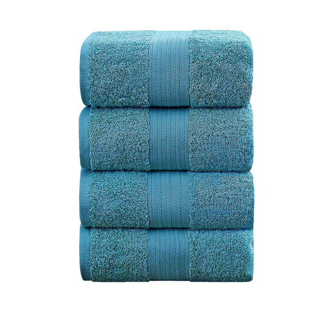 Darrahopens Home & Garden > Bathroom Accessories Linenland 4 Piece Cotton Bath Towels Set - Blue