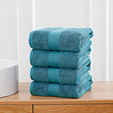 Darrahopens Home & Garden > Bathroom Accessories Linenland 4 Piece Cotton Bath Towels Set - Blue