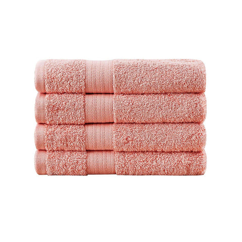 Darrahopens Home & Garden > Bathroom Accessories Linenland Bath Towel 4 Piece Cotton Hand Towels Set - Coral