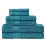 Darrahopens Home & Garden > Bathroom Accessories Luxury 6 Piece Soft and Absorbent Cotton Bath Towel Set - Blue