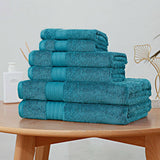 Darrahopens Home & Garden > Bathroom Accessories Luxury 6 Piece Soft and Absorbent Cotton Bath Towel Set - Blue