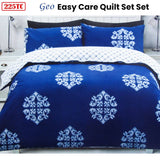 Darrahopens Home & Garden > Bedding 225TC Geo Damask Cotton Rich Easy Care Quilt Cover Set Queen