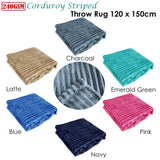 Darrahopens Home & Garden > Bedding 240GSM Corduroy Striped Throw Rug Charcoal