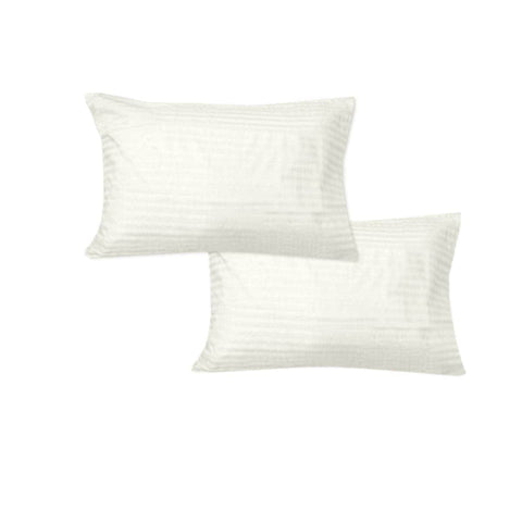 Darrahopens Home & Garden > Bedding 600TC Pair of No Flap Wide Self Striped Standard Pillowcases Cream