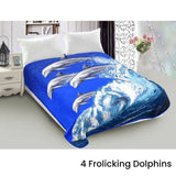 Darrahopens Home & Garden > Bedding 800GSM Luxury Reversible Animal Mink Blanket Queen 200 x 240 cm Frolicking Dolphins