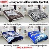 Darrahopens Home & Garden > Bedding 800GSM Luxury Reversible Animal Mink Blanket Queen 200 x 240 cm Frolicking Dolphins