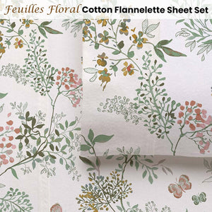 Darrahopens Home & Garden > Bedding Accessorize Cotton Flannelette Sheet Set 40cm Wall Feuilles Floral Print King