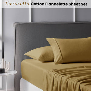 Darrahopens Home & Garden > Bedding Accessorize Cotton Flannelette Sheet Set 40cm Wall Terracotta King