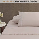 Darrahopens Home & Garden > Bedding Accessorize White/Natural Piped Hotel Deluxe Cotton Sheet Set King