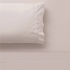 Darrahopens Home & Garden > Bedding Accessorize White/Natural Piped Hotel Deluxe Cotton Sheet Set King