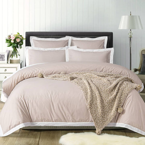 Darrahopens Home & Garden > Bedding Accessorize White/Natural Tailored Hotel Deluxe Cotton Quilt Cover Set Queen