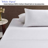 Darrahopens Home & Garden > Bedding Accessorize White Piped Hotel Deluxe Cotton Sheet Set King