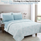 Darrahopens Home & Garden > Bedding Ardor Bayview Blue 7 Pcs Bed-In-A-Bag Comforter Set with Sheet Set Queen