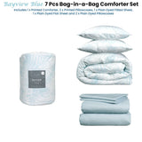 Darrahopens Home & Garden > Bedding Ardor Bayview Blue 7 Pcs Bed-In-A-Bag Comforter Set with Sheet Set Queen