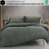 Darrahopens Home & Garden > Bedding Ardor Campbell Charcoal Crinkled Texture Quilt Cover Set King