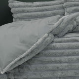 Darrahopens Home & Garden > Bedding Ardor Jax Grey Chunky Faux Fur Quilt Cover Set King