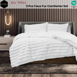 Darrahopens Home & Garden > Bedding Ardor Jax White 3 Pcs Faux Fur Comforter Set Queen/King