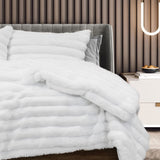 Darrahopens Home & Garden > Bedding Ardor Jax White 3 Pcs Faux Fur Comforter Set Queen/King