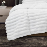 Darrahopens Home & Garden > Bedding Ardor Jax White 3 Pcs Faux Fur Comforter Set Queen/King