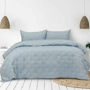 Darrahopens Home & Garden > Bedding Ardor Saladin Chambray 3 Pcs Embroidered Comforter Set Queen/King