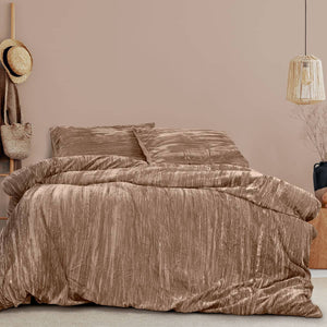 Darrahopens Home & Garden > Bedding Ardor Vivienne Champagne Crushed Velvet Quilt Cover Set King