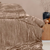 Darrahopens Home & Garden > Bedding Ardor Vivienne Champagne Crushed Velvet Quilt Cover Set King