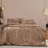 Darrahopens Home & Garden > Bedding Ardor Vivienne Champagne Crushed Velvet Quilt Cover Set Queen