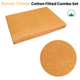 Darrahopens Home & Garden > Bedding Bazaar Orange Cotton Fitted Combo Set Queen