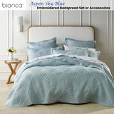 Darrahopens Home & Garden > Bedding Bianca Aspen Sky Blue Embroidered Bedspread Set Double