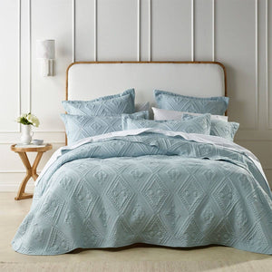 Darrahopens Home & Garden > Bedding Bianca Aspen Sky Blue Embroidered Bedspread Set King